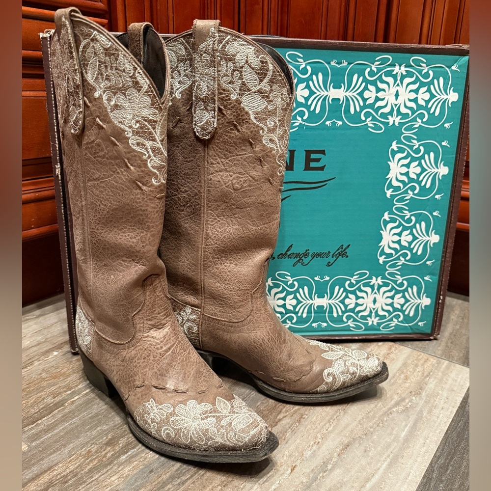Lane Jeni Lace Cowboy Boots Cowgirl Western Rodeo Wedding Floral Embroidery 7